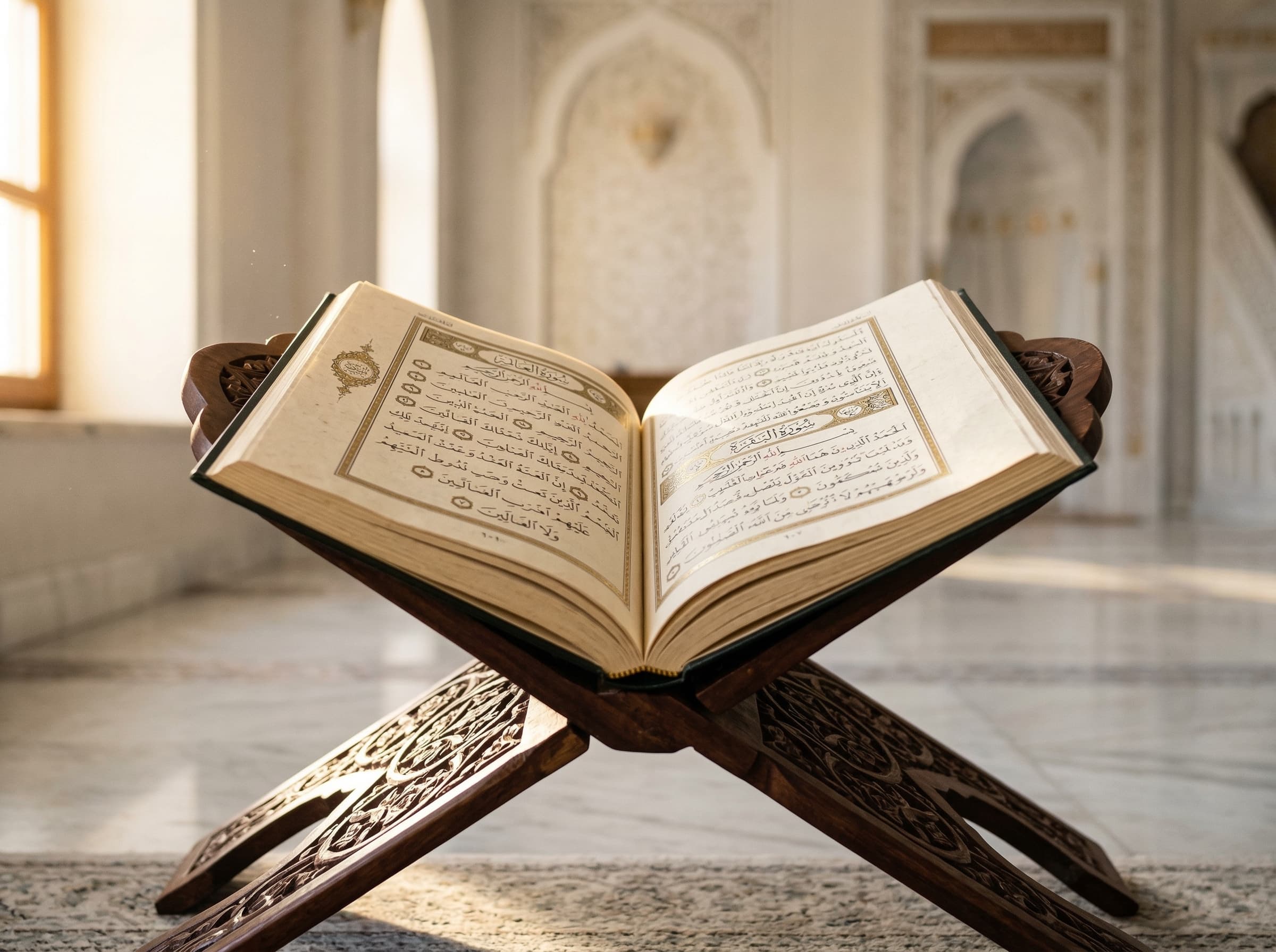 Open Quran in warm light